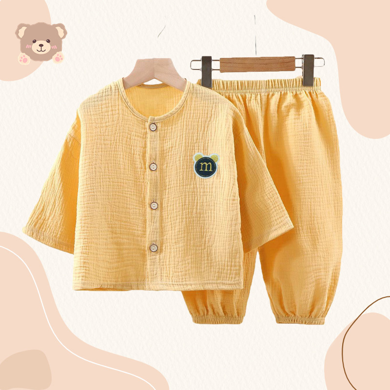 Ropa de bebé algodón gasa fina pijamas traje de manga larga bebé verano algodón desgaste ropa interior recién nacido