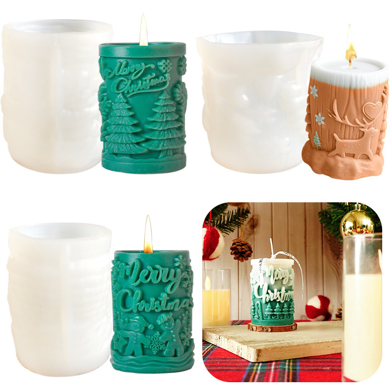 Aromaterapia Navidad en relieve vela cilíndrica decoración de regalos navideños fotografía recuerdos navideños decoración de ambiente