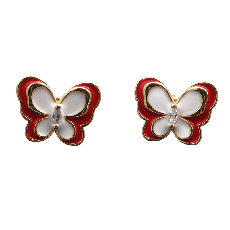 Pendientes europeos y americanos de moda transfronteriza para mujeres ins celebridad de Internet de alto grado de color goteo pendientes de mariposa para mujeres