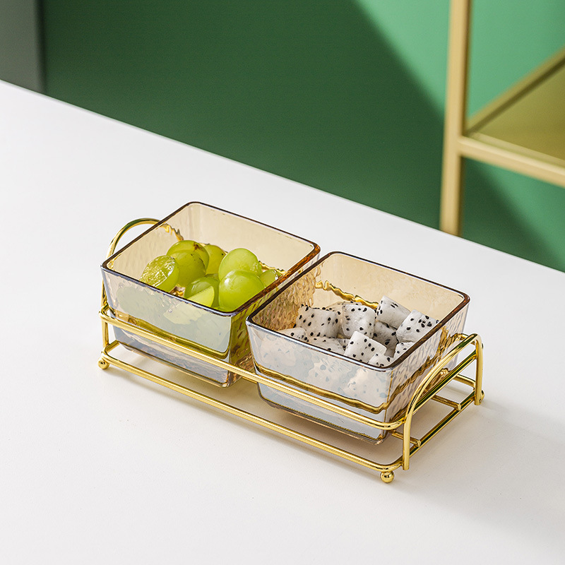 Vidrio separado fruta plato comercial merienda plato bar pie baño Club KTV rejilla plato con tapa