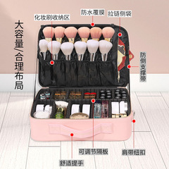 Large Capacity Makeup Bag with Mirror Portable Travel Cosmetics Storage Bag Pink Leather Famous Professional Handheld Tool Box
