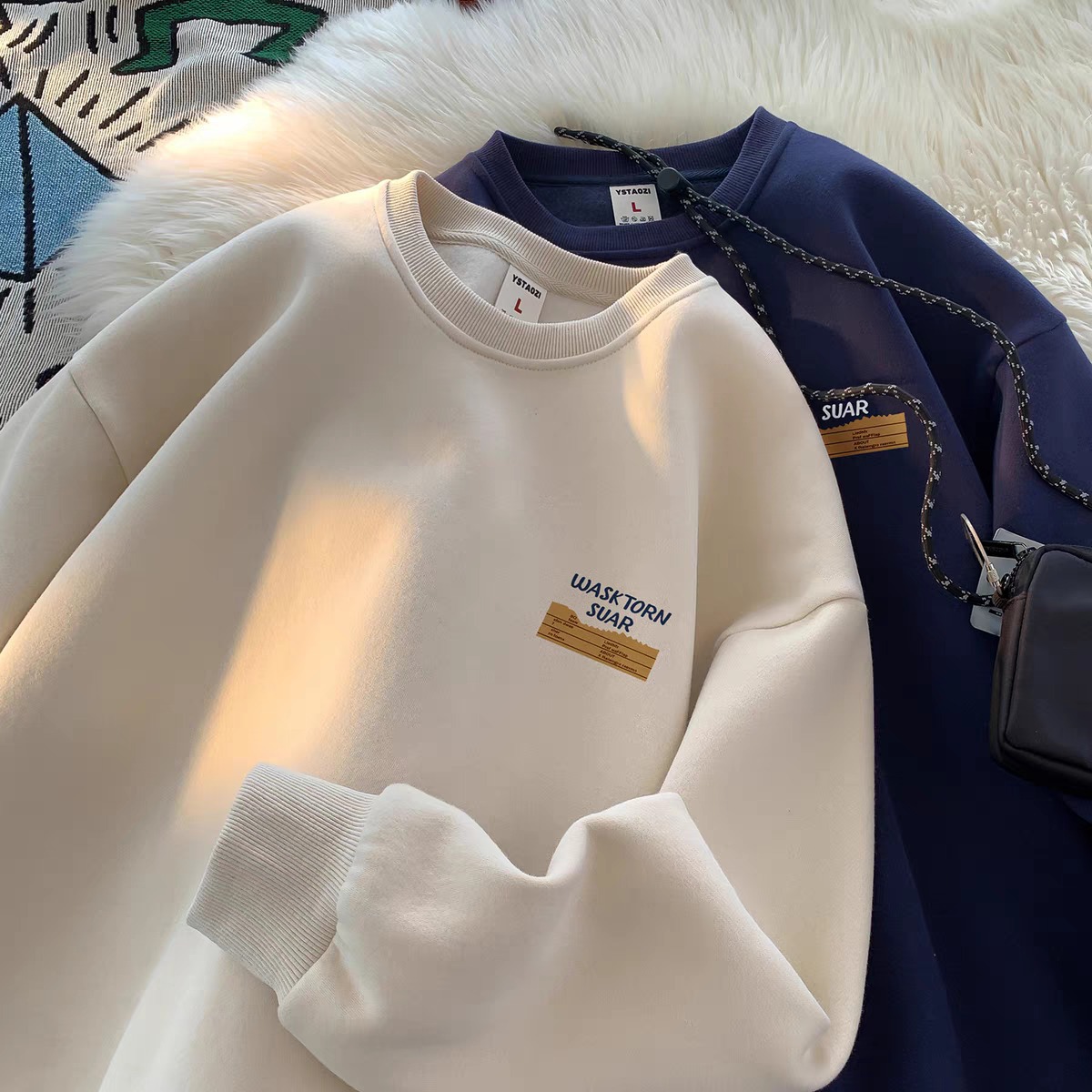 2024 Sudadera para jóvenes Estilo de Hong Kong Tops sueltos y sencillos de cuello redondo Primavera y otoño Nueva moda Chaqueta de todo fósforo de marca de moda para hombres