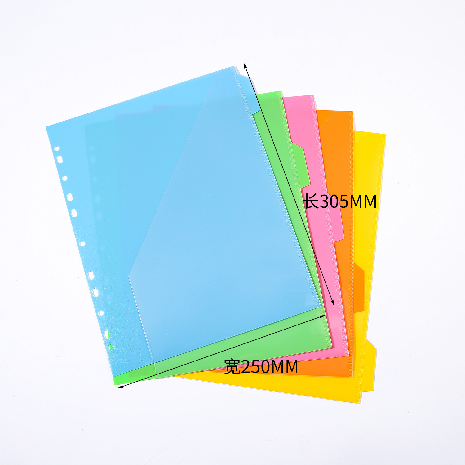Tranbo/Carpeta de índice de color transfronterizo estándar completo Página de categoría 11 agujeros A4 Papel de partición 5 páginas PP Carpeta de oficina 10