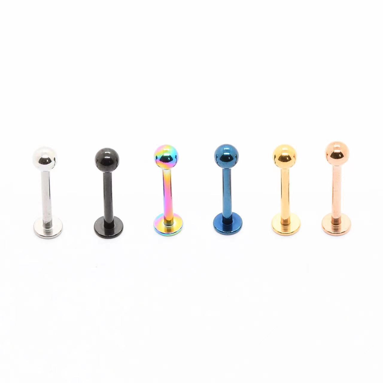 Multicolore dimple-studs voor lip oor en tong, body piercing_voghion.com