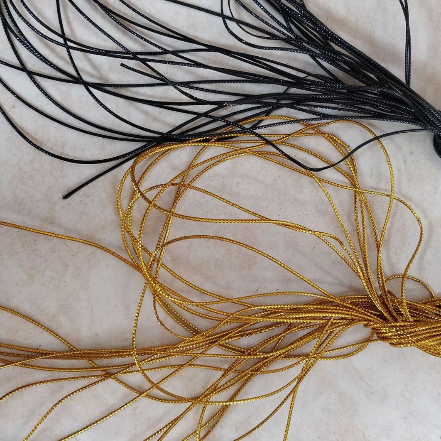 12股土豪金金丝边织带细一点的紫红蓝绿黑粉色金属丝织成的锁边带