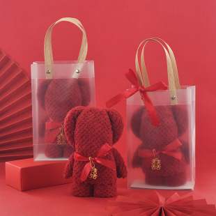 Wedding Coral Fleece Red Towel Creative Red Bear Towel Wedding Bridesmaid Hand Gift Return Gift Box