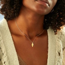 跨境热销 s925纯银大小两根羽毛项链女简约时尚欧美风个性锁骨链