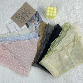 绣花氛围感丝巾夏季薄款轻透三角领巾绑发发饰发带韩系甜美头巾女