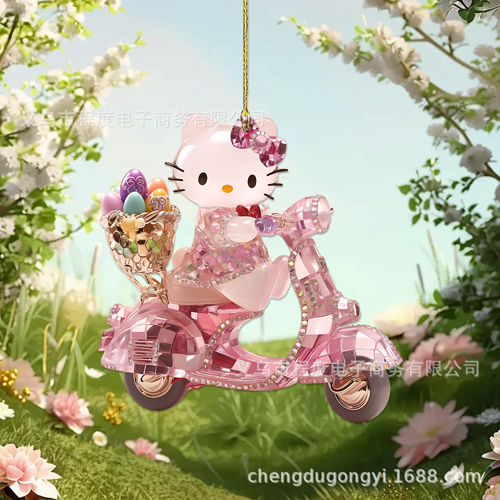 Día de San Valentín transfronterizo paseo eléctrico lindo gato Sanrio lindo rosa acrílico 2D colgante plano