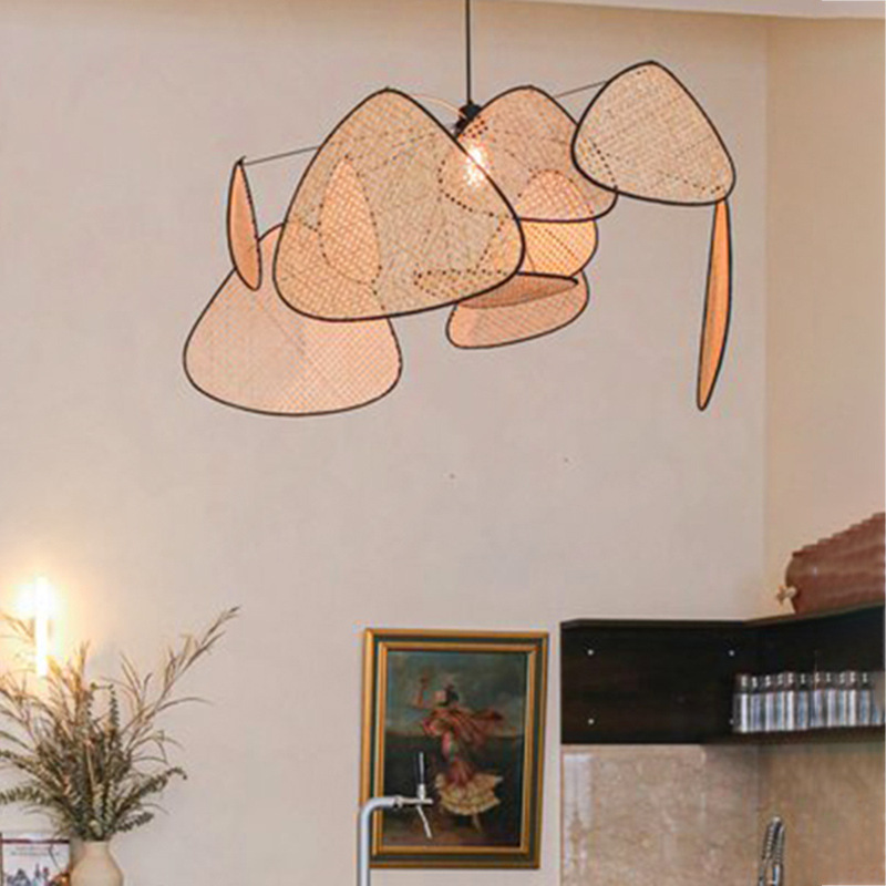 Moderno minimalista nuevo estilo chino sala de estar dormitorio comedor sala de té bar personalidad creativa japonés pastoral lámpara de ratán