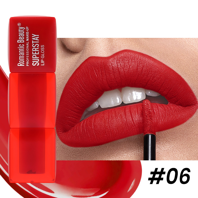 Lápiz labial cuadrado transfronterizo con procesamiento personalizado, brillo labial tintado, belleza mate de larga duración, maquillaje con textura aterciopelada, lápiz labial OEM