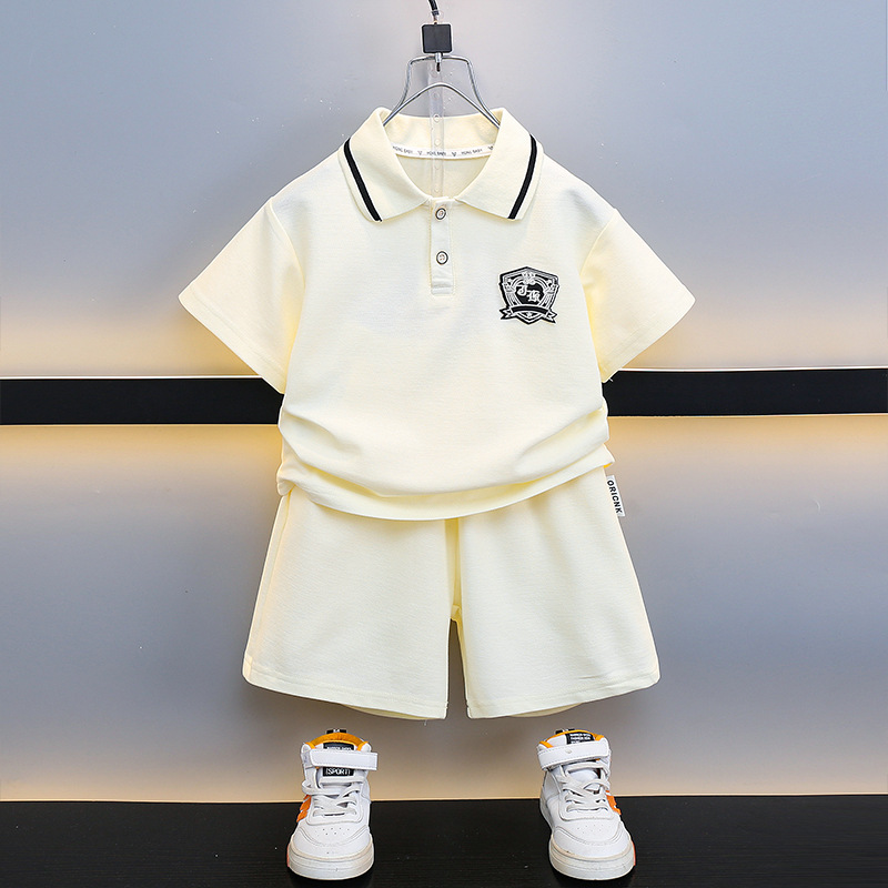 7198 ropa de verano para niños 2025 nuevo traje ropa para niños bebé verano camisa POLO manga corta para niños manga raglán marea