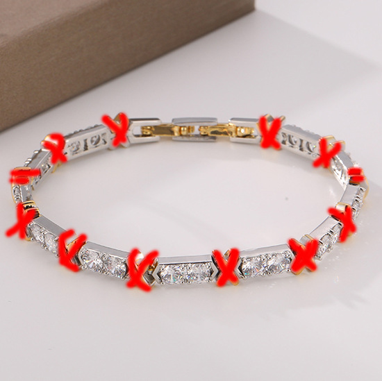 금은 혼합 색상 XO 교차 팔찌