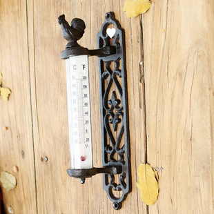 American Retro Iron Wall-Mounted Thermometer Home Wall Decoration Daily Thermometer Indoor and Outdoor Old-Fashioned Thermometer