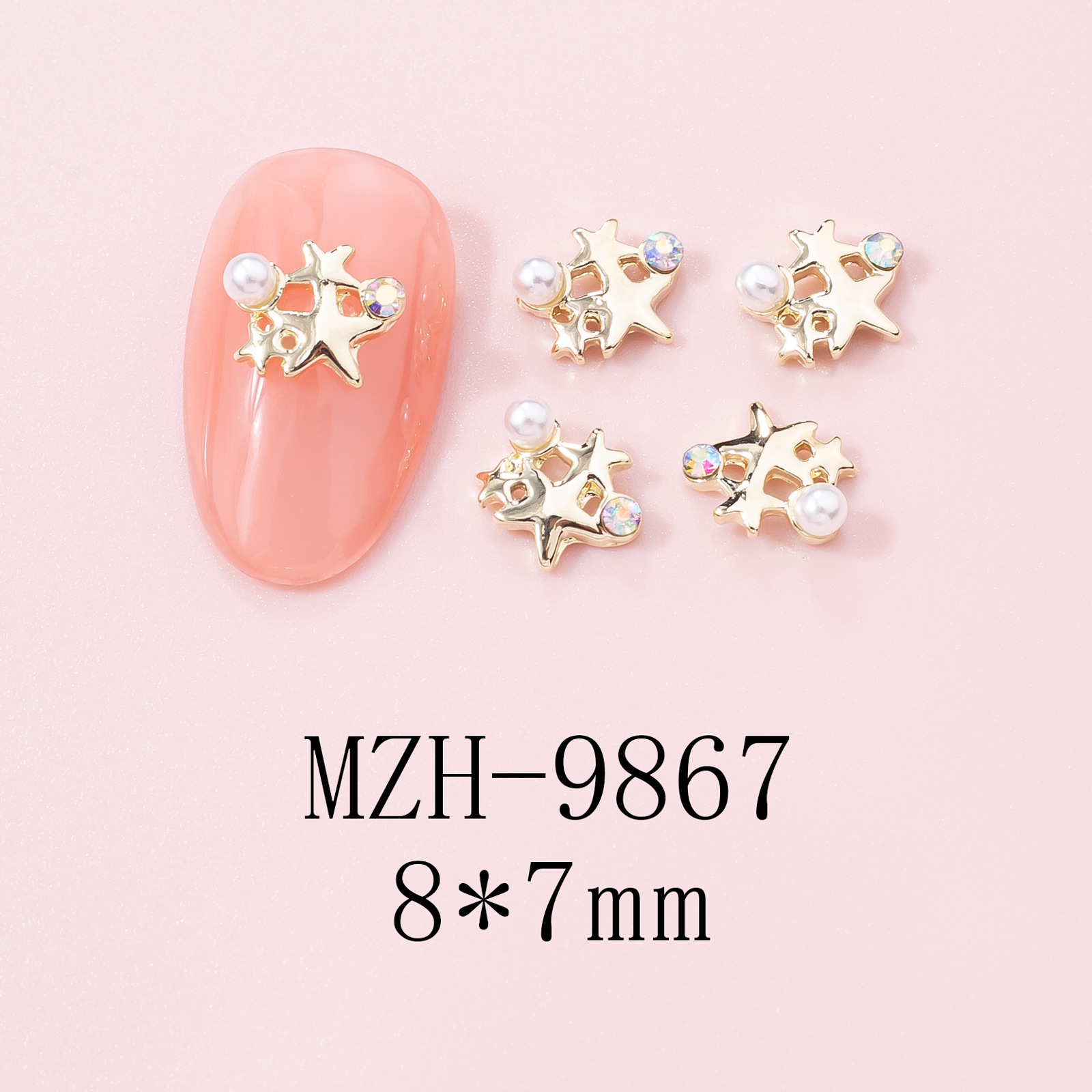 5g Weight Nail Decoration Accessories Nail Supplies 10 PCS/Package Quantity Alloy Material Star Pattern Cute Style Cute Star Alloy Nail Decoration Accessories 10 PCS/Package 17