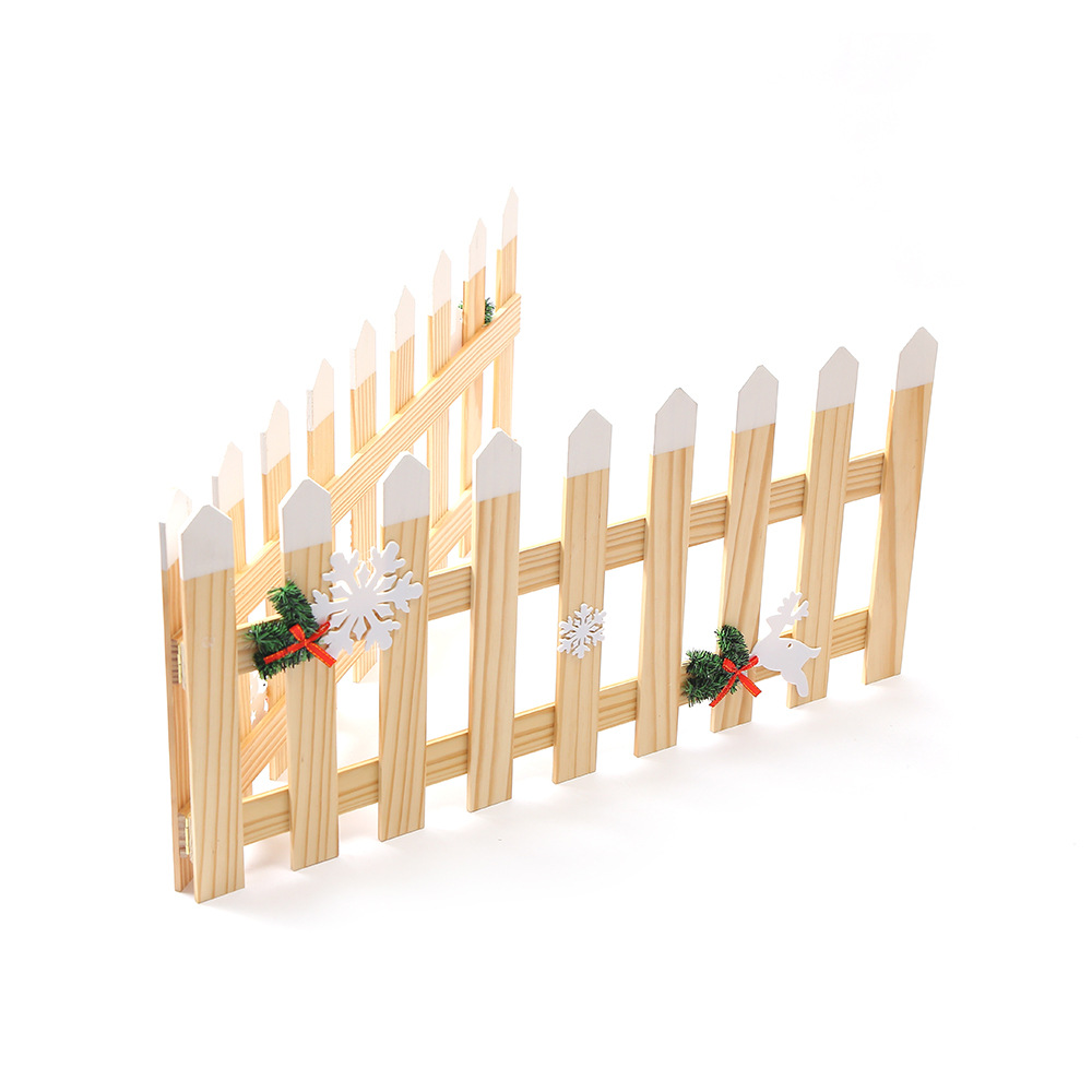 Navidad decoración cerca de rejilla de madera barandilla cerca de barandilla guarnición muñeco de nieve mapa de árbol de Navidad fábrica directa image 3