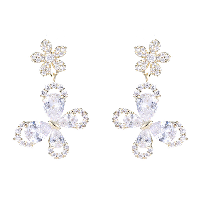 1 Paire Sucré Fleur Placage Le Cuivre Boucles D'oreilles display picture 9