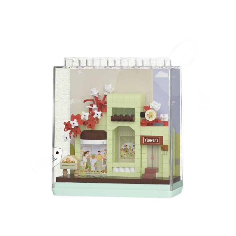 Chao Lechuang micro partículas insertadas puzzle puzzle bloques de juguetes de construcción tienen una pequeña tienda 7367 - 7370 Street View modelo DIY