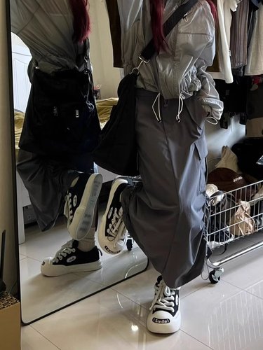 American street-style high-waisted workwear drawstring A-line back-split long skirt with large pockets for women, suitable for spring and summer.