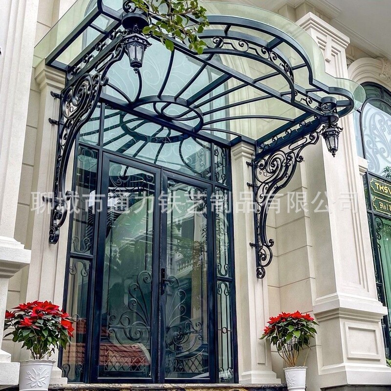 European-Style Carved Iron Canopy for Villa Entrance, Rainproof Canopy, Vintage Courtyard Door Canopy, Sunshade and Rain Shelter European-Style Carved Iron Canopy for Villa Entrance, Rainproof Canopy, Vintage Courtyard Door Canopy, Sunshade and Rain Shelter