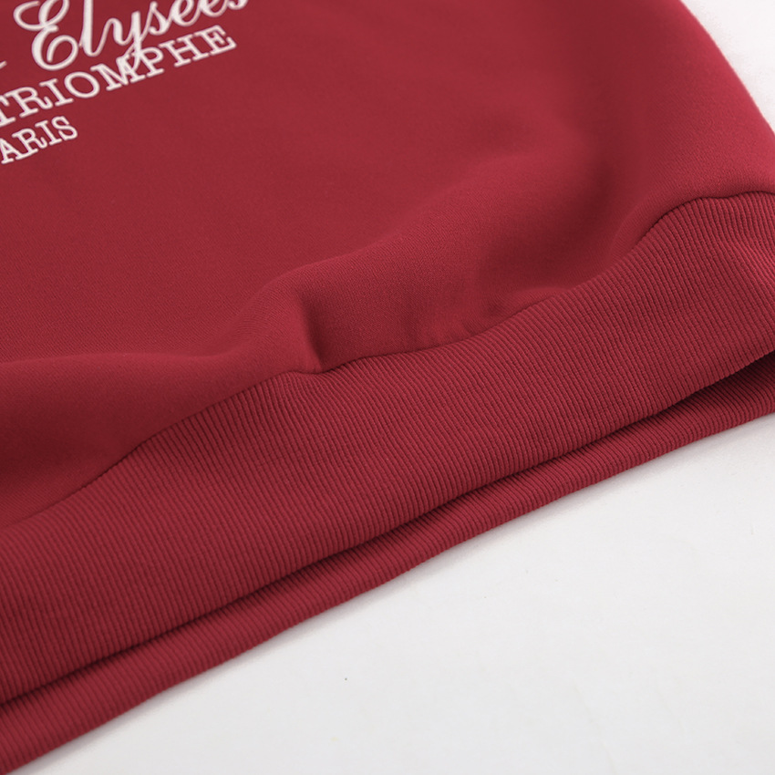 Spring Ankela Red round Neck Women Printed Pullover Sweatshirt Loose Top