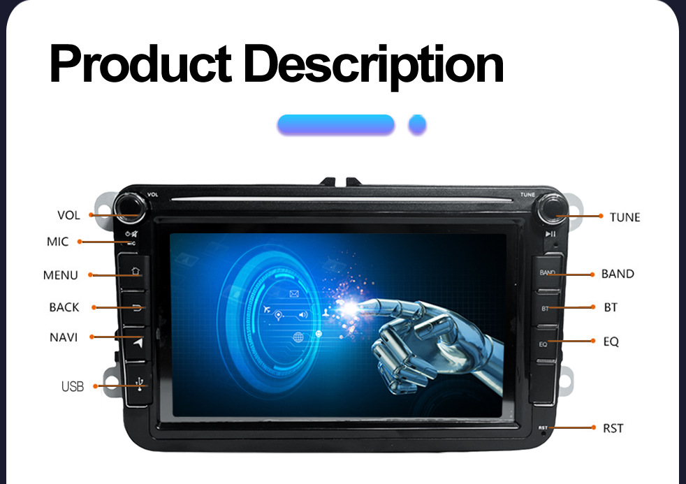 Suitable for 8-inch Volkswagen dedicated Android car navigation GPS Bluetooth HD reversing image wireless carpla