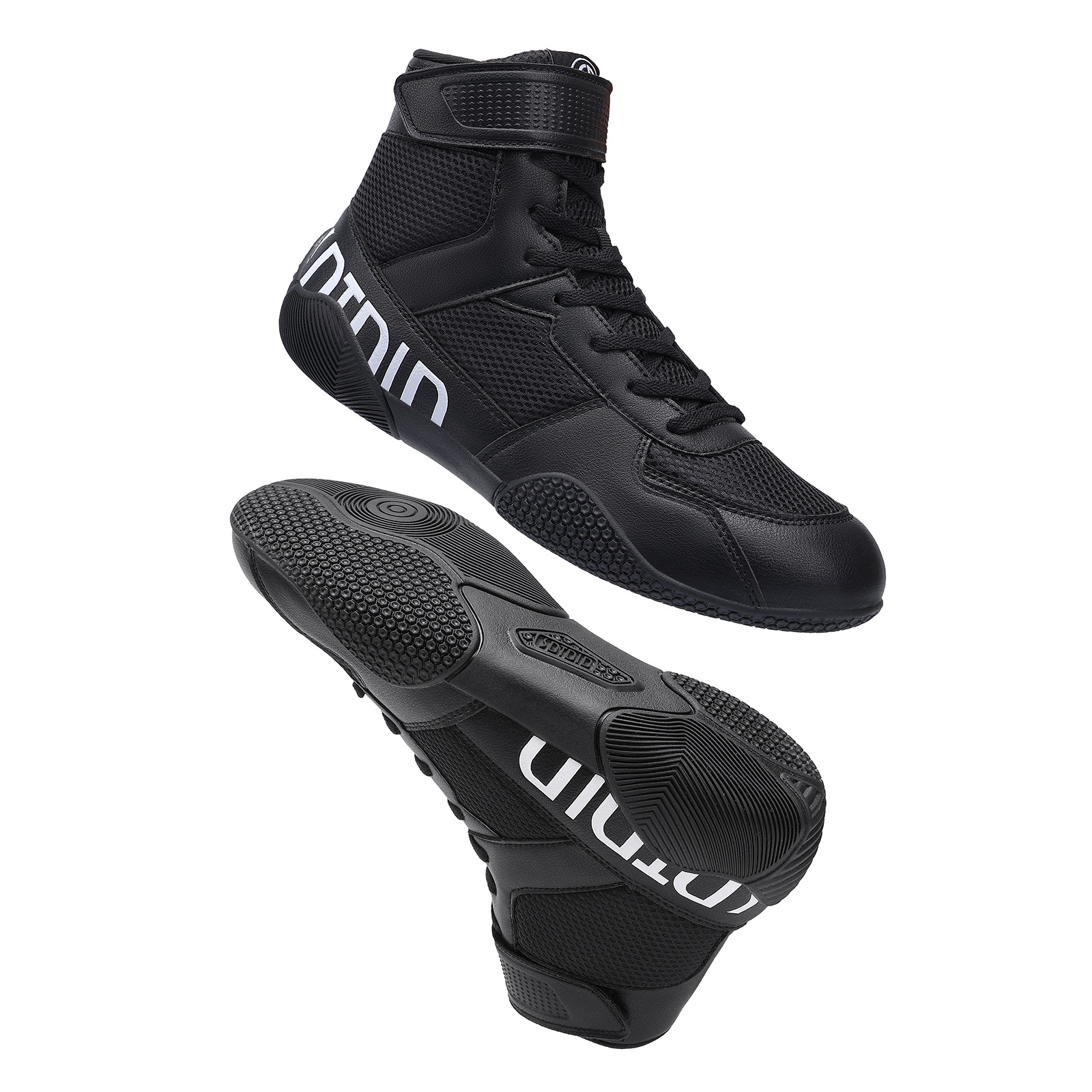 Men's Wrestling Shoes, Competition Training Boxing Shoes, Fighting and Sparring Buckle Straps, Non-Slip Fitness Shoes, Indoor Training Shoes
