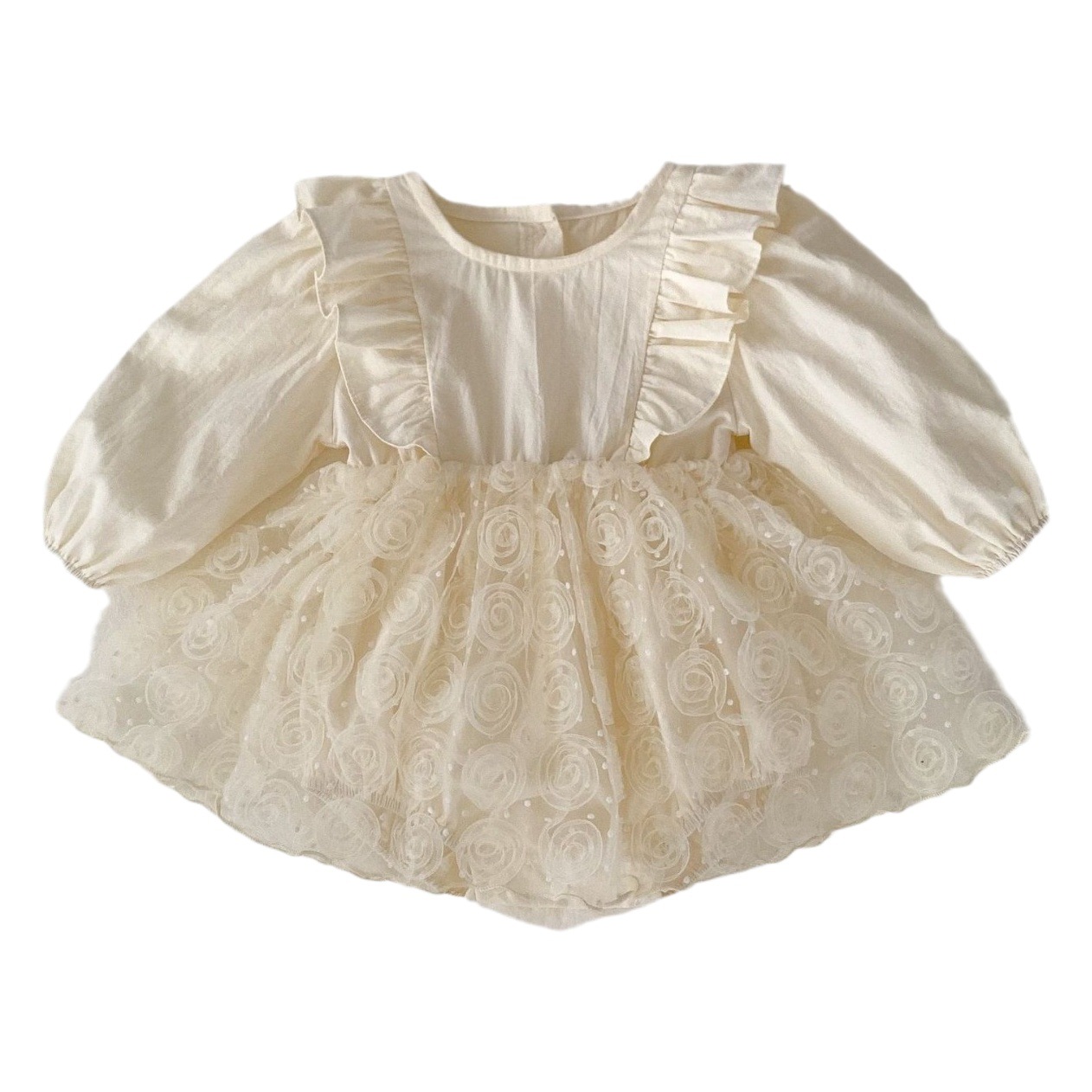 Primavera 2024 dulce princesa malla flor vaina bebé niña de un año de edad banquete cien días foto mameluco vestido mameluco