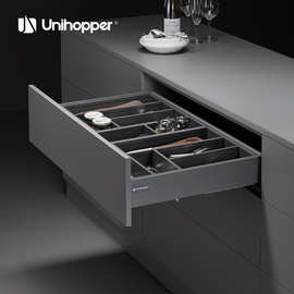 Unihopper库博五金魅力抽屉轨道高帮阻尼缓冲三节托底轨定制抽屉