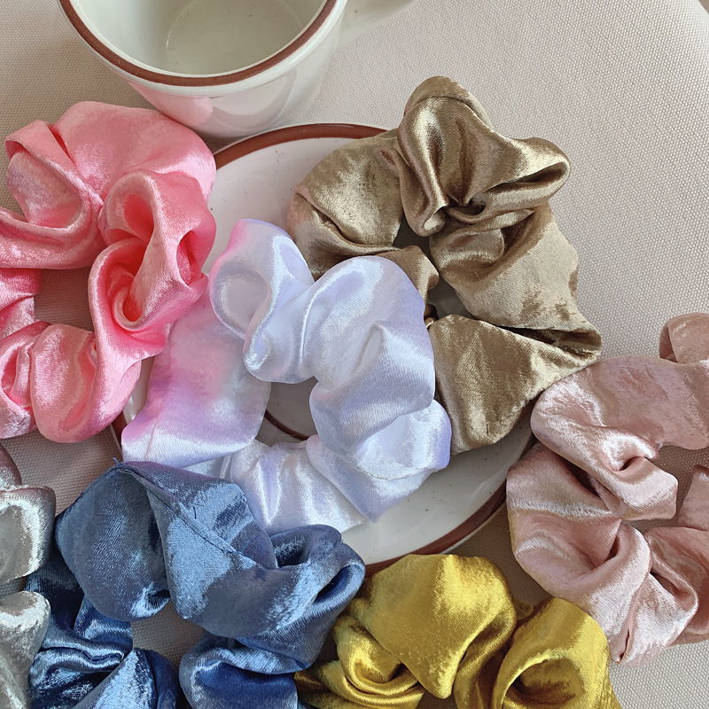 Fashion Solid Color Satin Pleated Hair Tie 1 Piece display picture 5