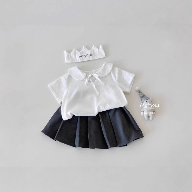 Momo Li 2026 Summer Baby Set Super Cute and Stylish Academy Style Two-Piece Infant Summer Outfit T-Shirt and Short Skirt Momo Li 2026 Summer Baby Set Super Cute and Stylish Academy Style Two-Piece Infant Summer Outfit T-Shirt and Short Skirt