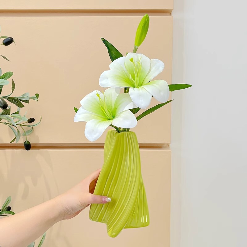 仿真百合花绿植物装饰花卉摆设客厅餐桌面塑料花瓶轻奢假花艺摆件|undefined