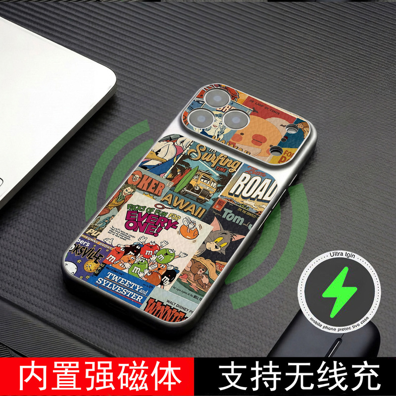 Retro Cartoon Collage Suitable for Apple 17 16 15Promax Corning Leather 14Pro Phone Case 13/12 Retro Cartoon Collage Suitable for Apple 17 16 15Promax Corning Leather 14Pro Phone Case 13/12