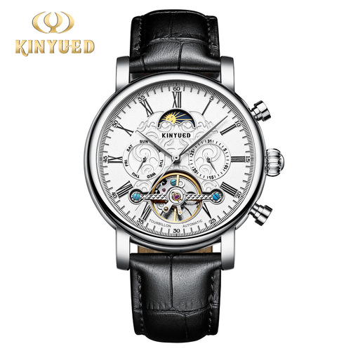 KINYUED fully automatic mechanical watch men's watch multi-function hollow mechanical watch embossed star men's watch