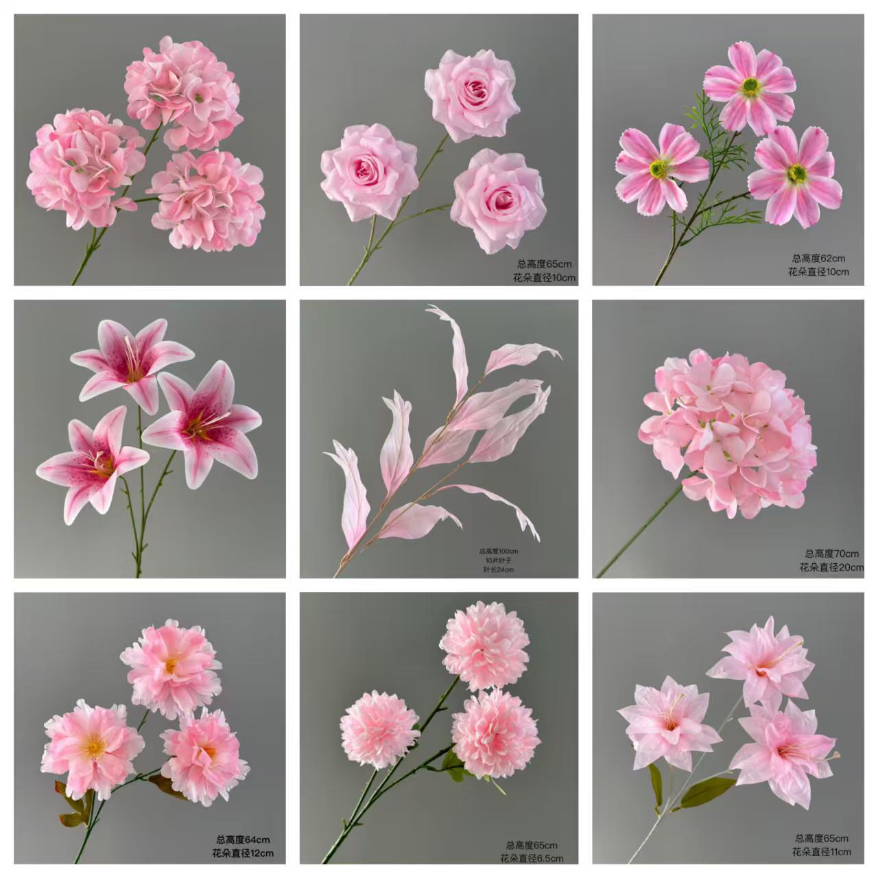 Wedding simulation flower material pink wedding auditorium ceiling soft installation road guide flower arrangement silk flower hotel scene layout