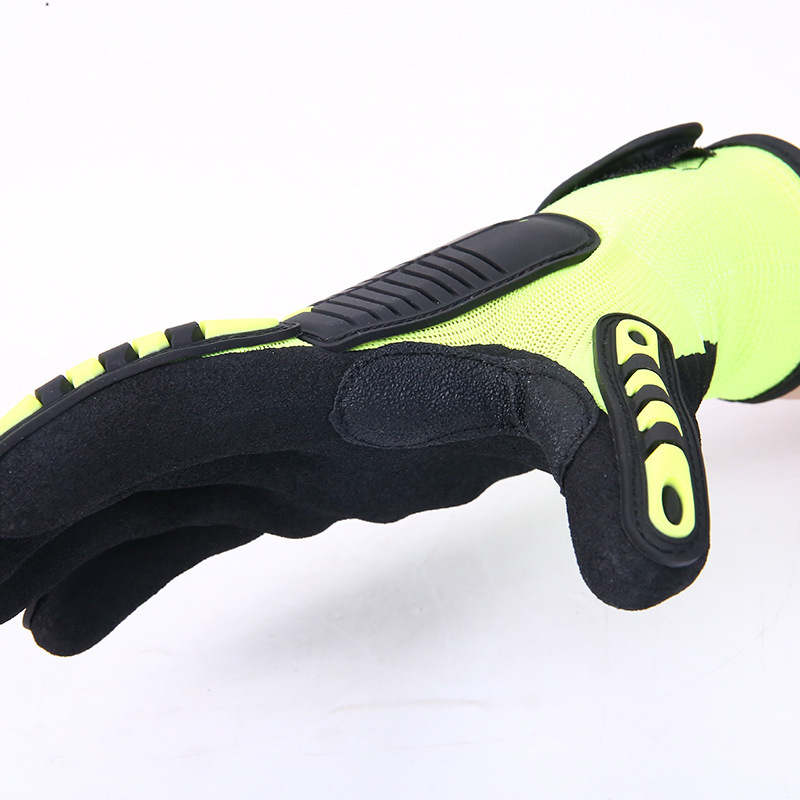 Guantes anti-colisión amarillo fluorescente antideslizante TPR anti-batida de petróleo anti-desgaste de hardware anti-desgaste de trabajo anti-corte