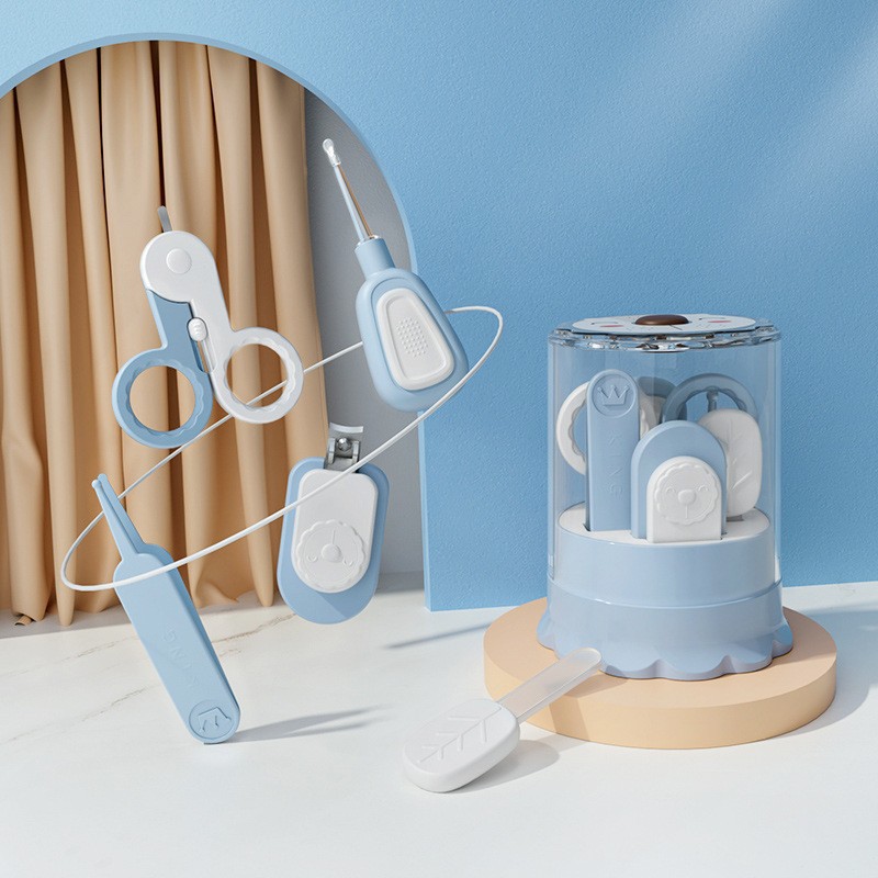 Набор кусачек для ногтей Lion, 5 предметов, белый, синий