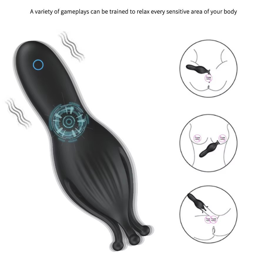 Male Penis Trainer Airplane Cup, 10-Frequency Vibration, Silicone Octopus Petal Exerciser, Button Control — detail image 10