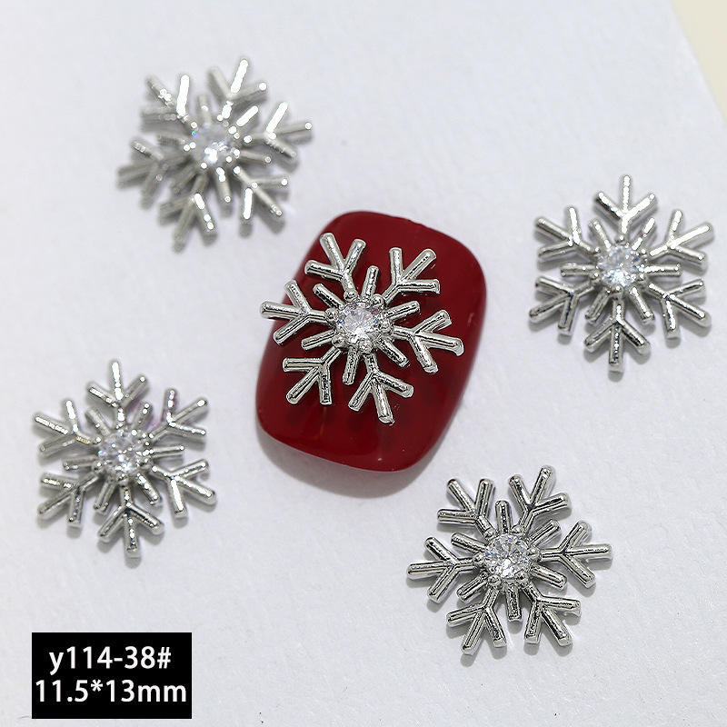 Nueva Luz de lujo de plata de Navidad ZIRCON accesorios de uñas flash de alto grado de copo de nieve ELK nail diamante joyería al por mayor