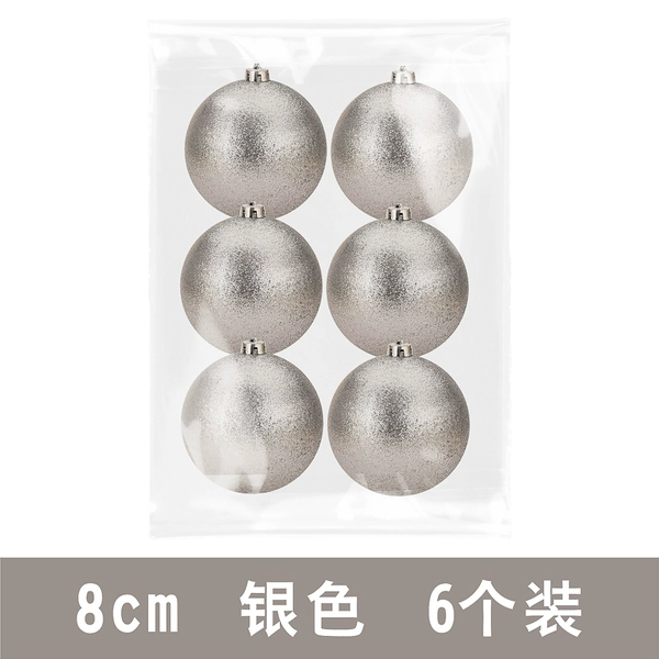 6cm silver glitter balls 6 pack