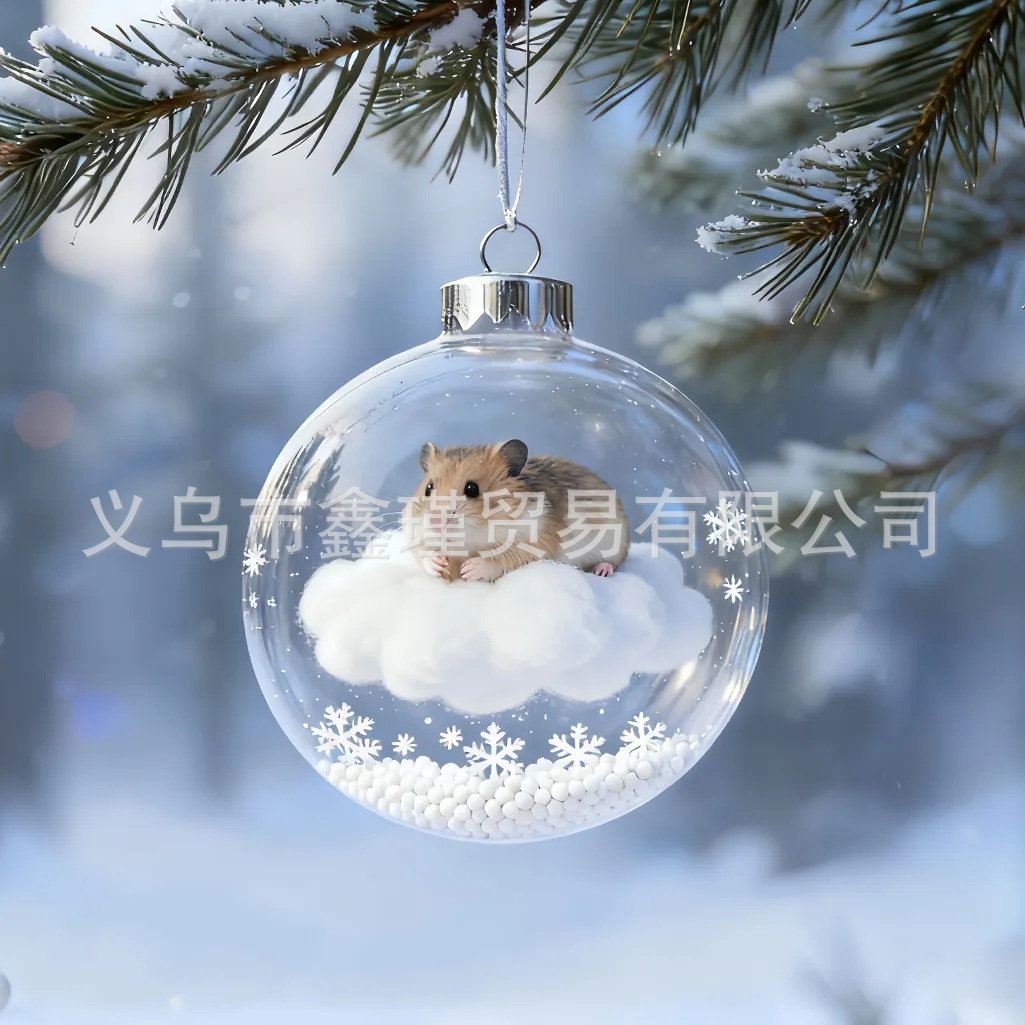 2026 transfronterizos nuevos adorables animales de Navidad 2D plano acrílico joyas colgantes de árbol de Navidad