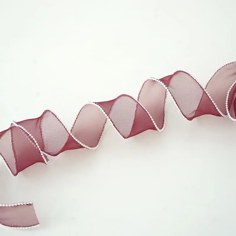 Venta al por mayor 4cm fishtail Hilado pastel decoración borde flor embalaje perla transparente hilo ramo hornear cinta en stock