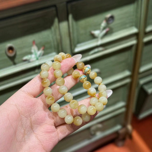 Hotan Jade Sugar White Round Bead Handstring Gradient from Deep to Light, Texture Fine, Sugar Color, Bright and Gentle