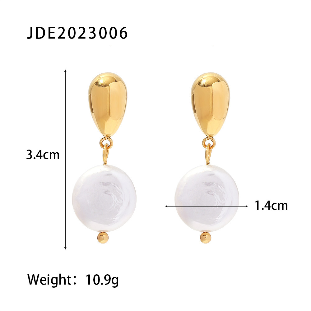 Elegant Geometric Stainless Steel Earrings Gold Plated Pearl Stainless Steel Earrings