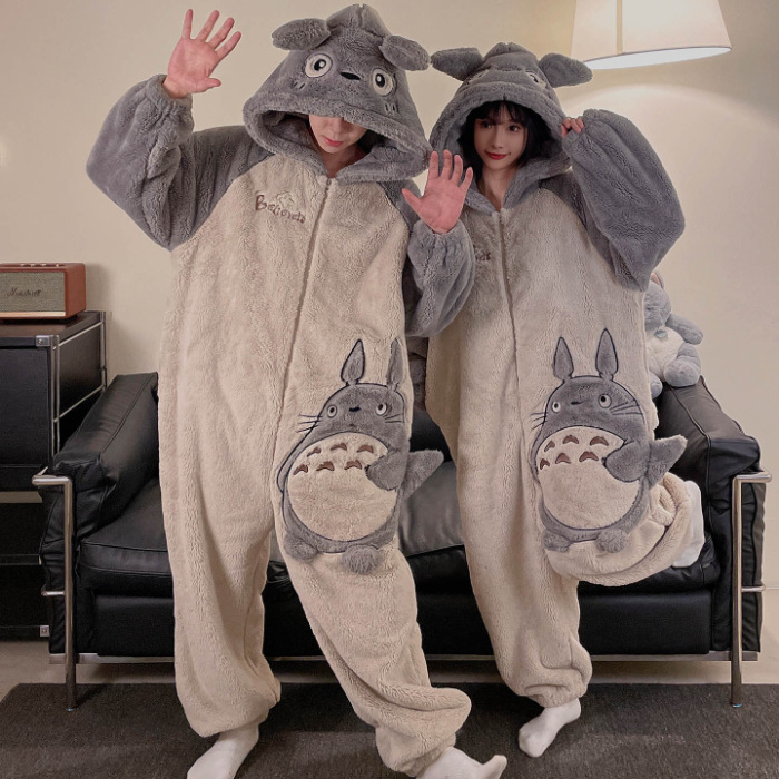 2025 nueva pareja unida hombre pijama de invierno peluche extraño lindo dibujos animados chica ropa de casa conjunto