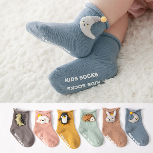 Baby socks spring and autumn new cartoon accessories baby socks combed cotton loose mouth boneless children's non-slip floor socks