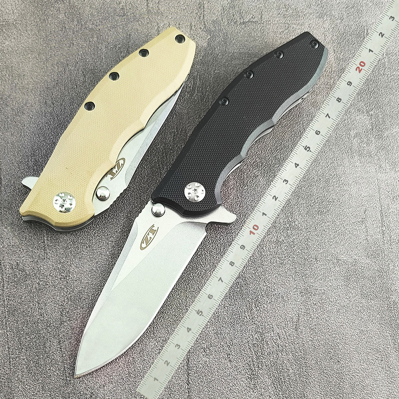 厂家直销零误差ZT0562滚珠轴承折叠刀D2钢G10手柄户外野营小刀