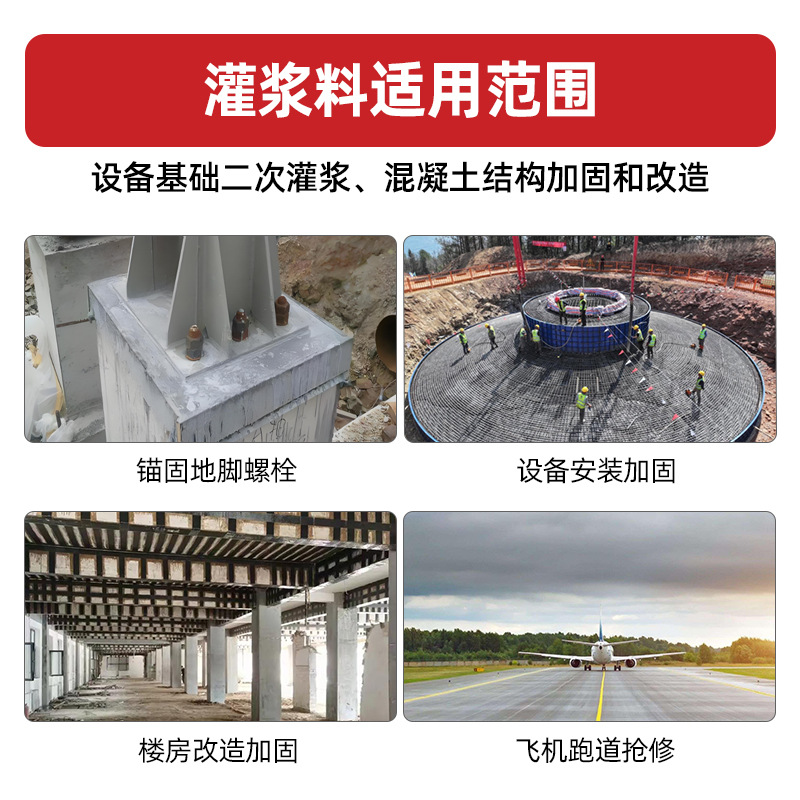 Quick-Setting, High-Strength, Non-Shrinking Grouting Material for Bearings, C40 Secondary Retrofitting and Reinforcement, Pre-Stressed Pipe Grouting and Injection Grouting Material