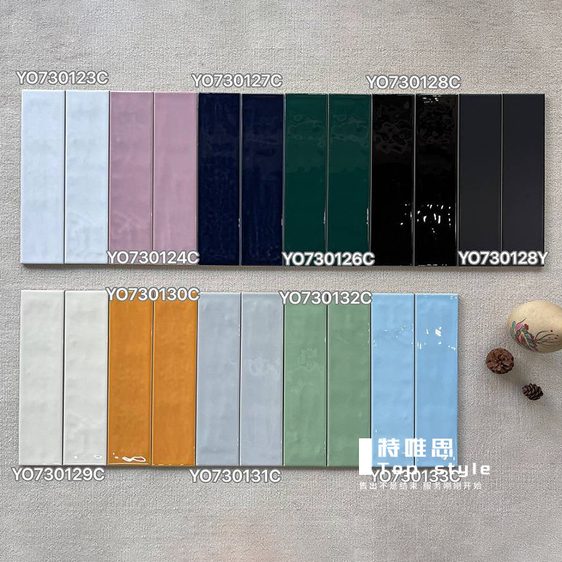 Nanyang Style Retro Strip 75X300 Kiln-Turned Tiles Designer Bathroom Bathroom Kitchen High-Gloss Wall Tiles