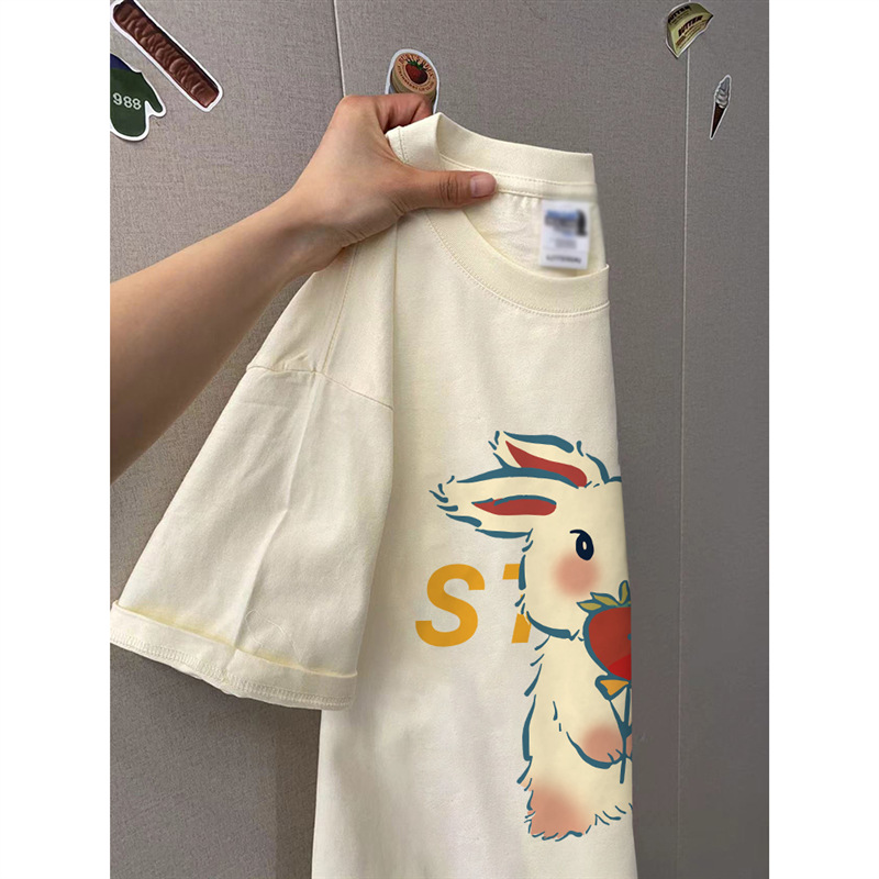 Apricot cotton summer design short sleeve T-shirt